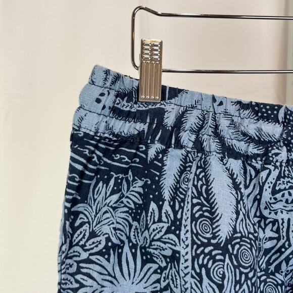 DESMOND & DEMPSEY X H&M Womens 10 Pull On Linen Pants Dark Blue Landscape Print - Picture 7 of 9
